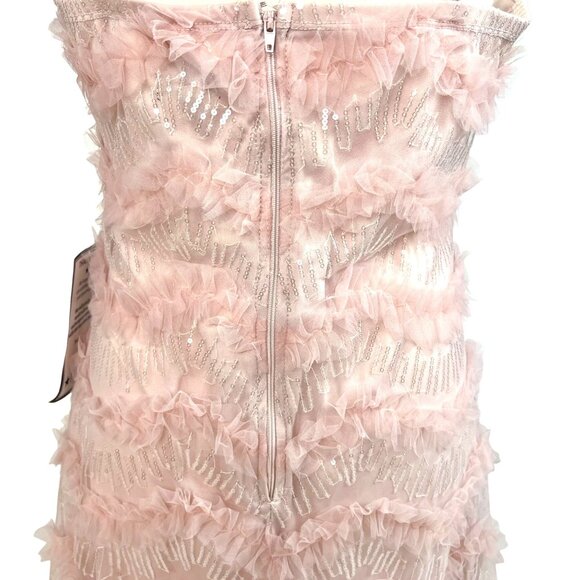 Speechless Blush Pink Cocktail Mini Dress L Party Prom Hoco Sequin Tulle Layered - Picture 6 of 14